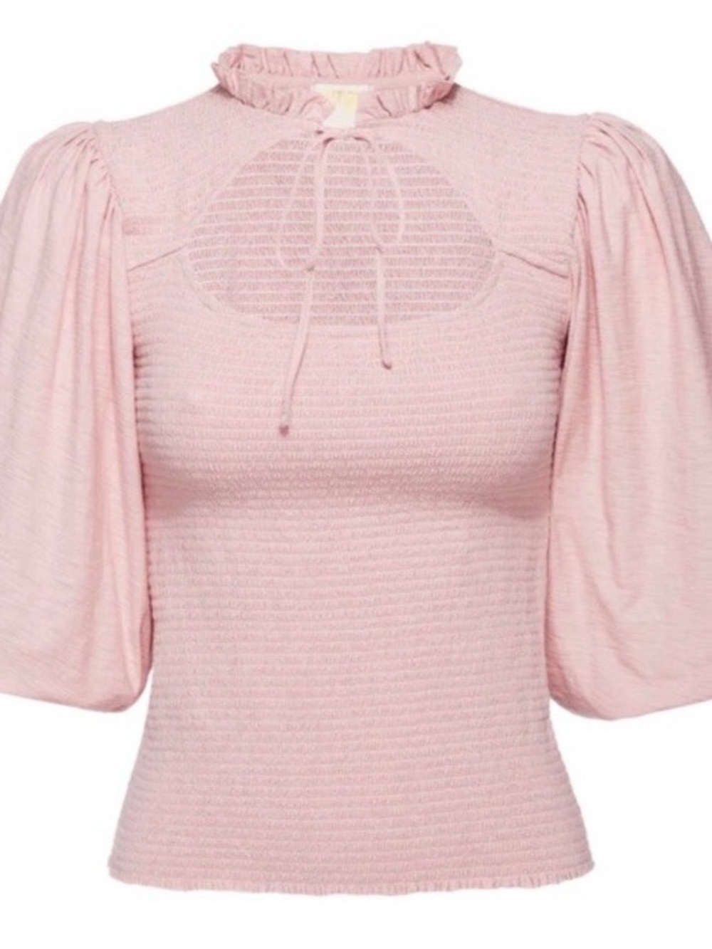 NEW NATION LTD ‘Abrielle’ Smocked Keyhole Top Blush Pink Puff Sleeve Cottagecore - Picture 6 of 6